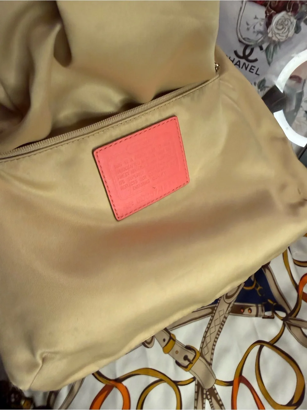Coach Bonnie Signature Canvas Shoulder Bag Coral Pink Leather Trim